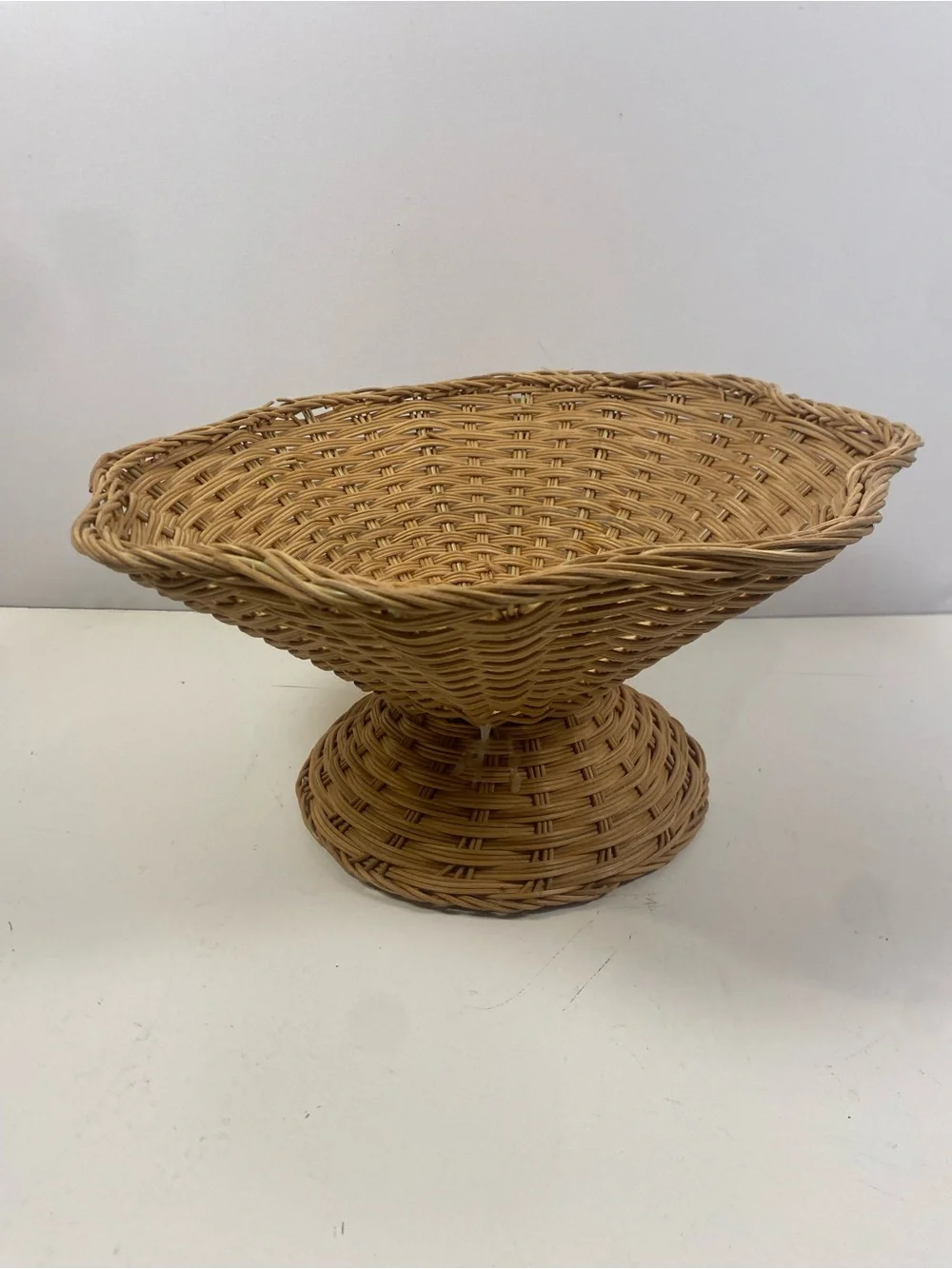 Studio McGee Woven Rattan Pedestal Natural Brown Basket 15” Diameter